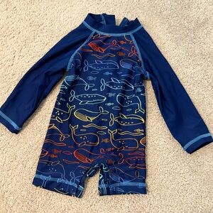 Little Me Navy Whale Print Rashguard
